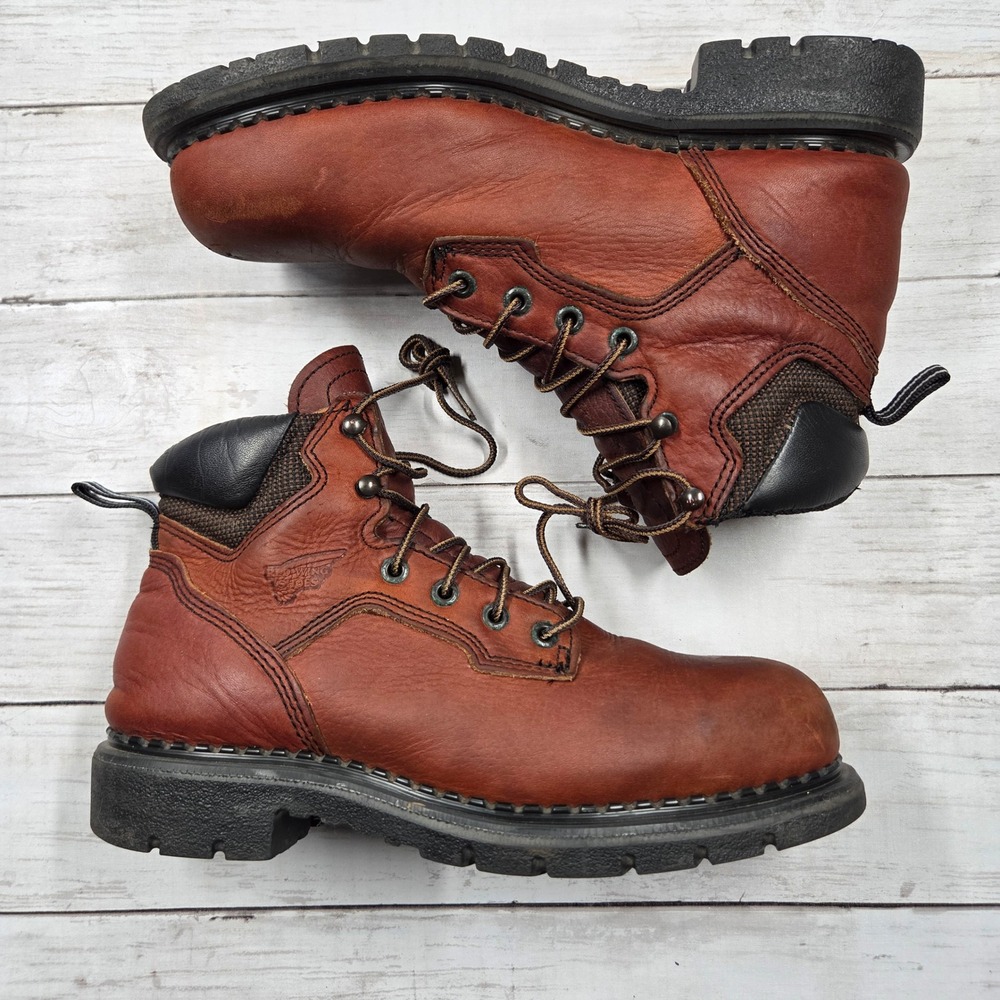 Red Wing Work Boots Women 8.5 Brown 2326 Steel Toe Leather Lace Up Rugged